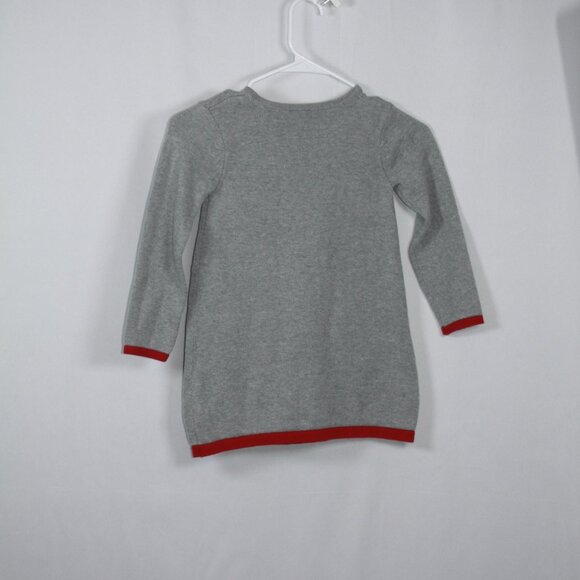 Gymboree Grey Knit Dress with Reindeer and Bow on Collar Size 5T - Picture 6 of 7